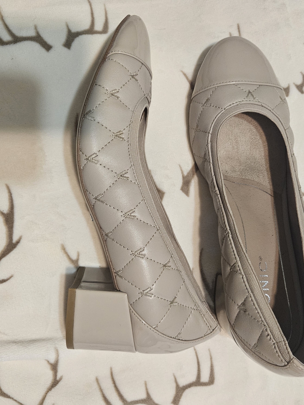 Vionic Quilted Block Heel Ballet Flats - Taupe